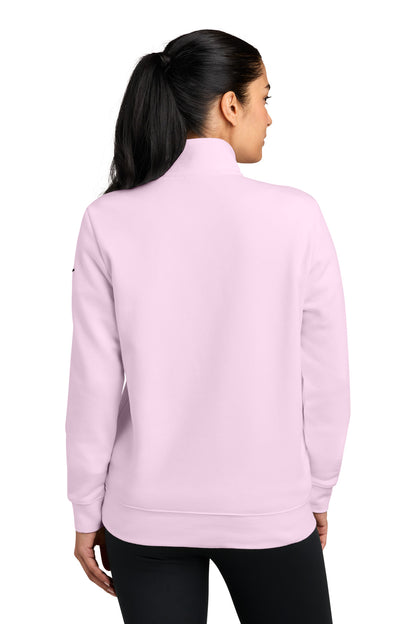 Nike Women's Club Fleece Sleeve Swoosh 1/2-Zip - Pink Foam - back