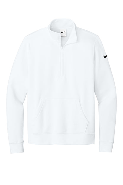 Nike Women's Club Fleece Sleeve Swoosh 1/2-Zip - White - flat front