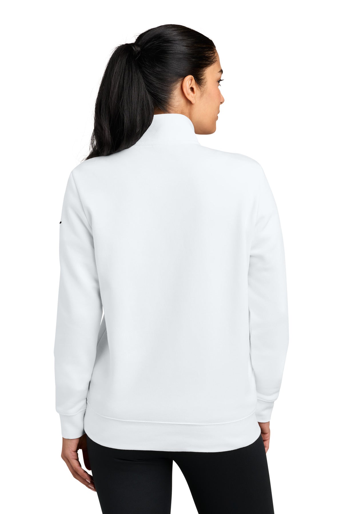 Nike Women's Club Fleece Sleeve Swoosh 1/2-Zip - White - back
