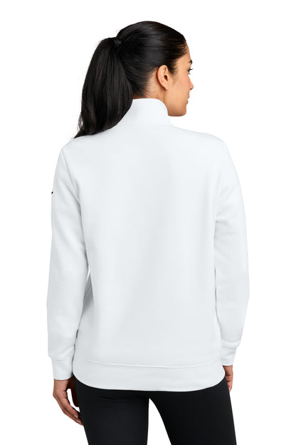 Nike Women's Club Fleece Sleeve Swoosh 1/2-Zip - White - back