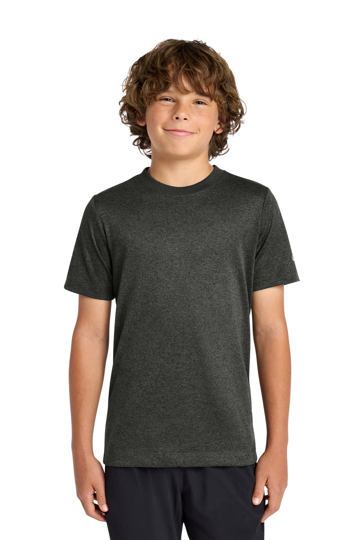 Nike Youth Swoosh Sleeve rLegend Tee - Dark Smoke Heather - front