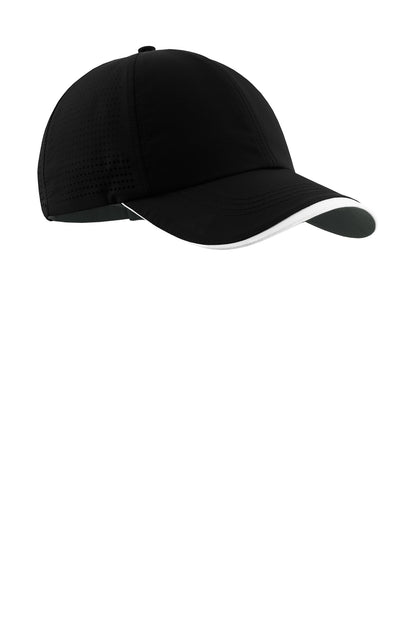 Nike Dri-FIT Perforated Performance Cap - Black/ White - flat front