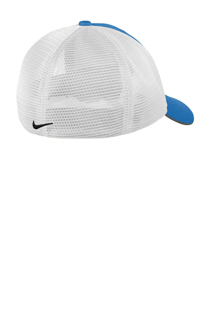 Nike Stretch-to-Fit Mesh Back Cap - Gym Blue/ White - flat back