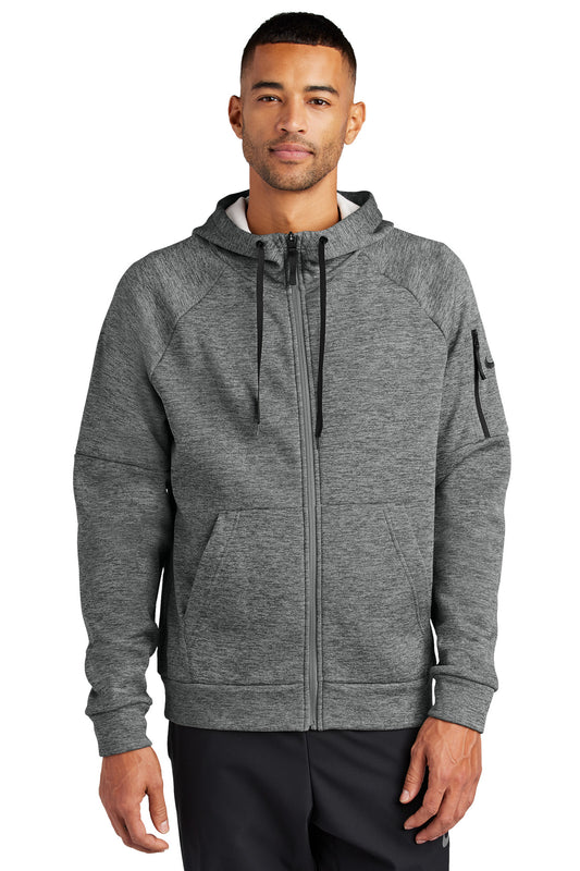 Nike Therma-FIT Pocket Full-Zip Fleece Hoodie - Charcoal Heather - front