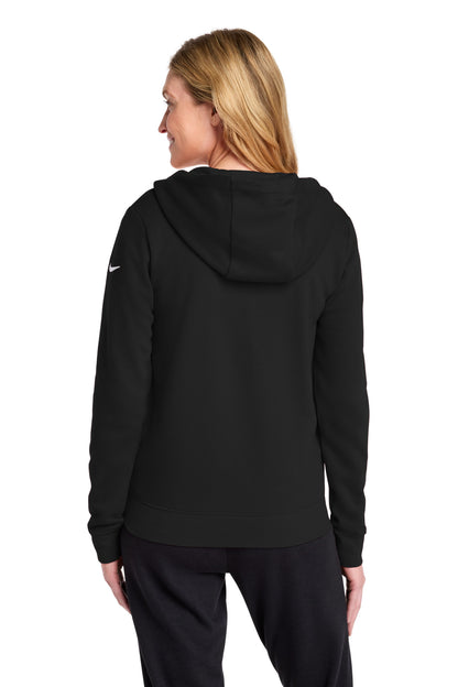 Nike Women's Club Fleece Sleeve Swoosh Full-Zip Hoodie - Black - back