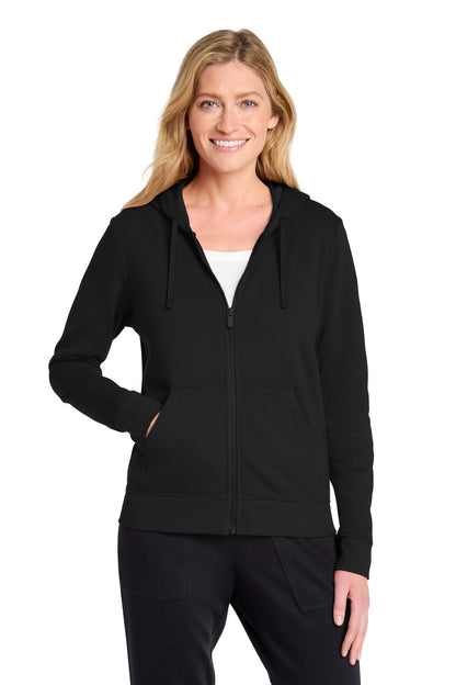 Nike Women's Club Fleece Sleeve Swoosh Full-Zip Hoodie - Black - front