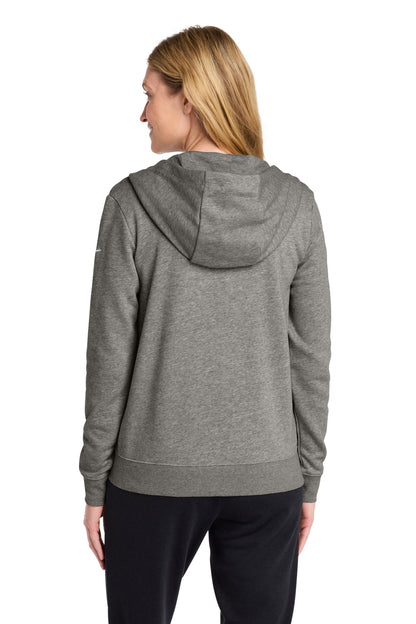 Nike Women's Club Fleece Sleeve Swoosh Full-Zip Hoodie - Charcoal Heather - back