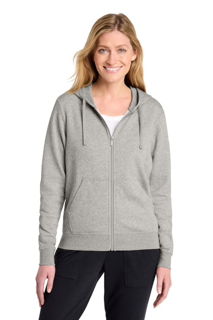 Nike Women's Club Fleece Sleeve Swoosh Full-Zip Hoodie - Dark Grey Heather - front