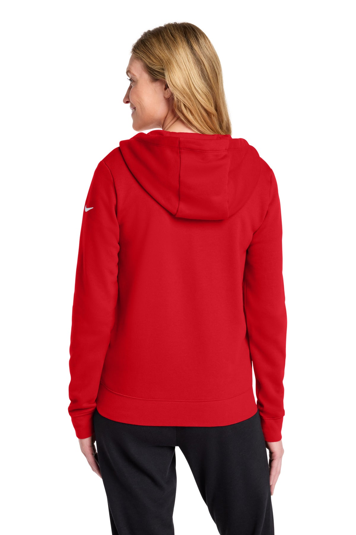 Nike Women's Club Fleece Sleeve Swoosh Full-Zip Hoodie - University Red - back
