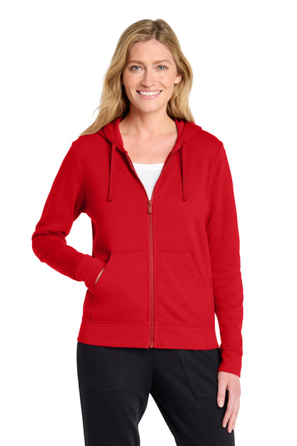 Nike Women's Club Fleece Sleeve Swoosh Full-Zip Hoodie - University Red - front