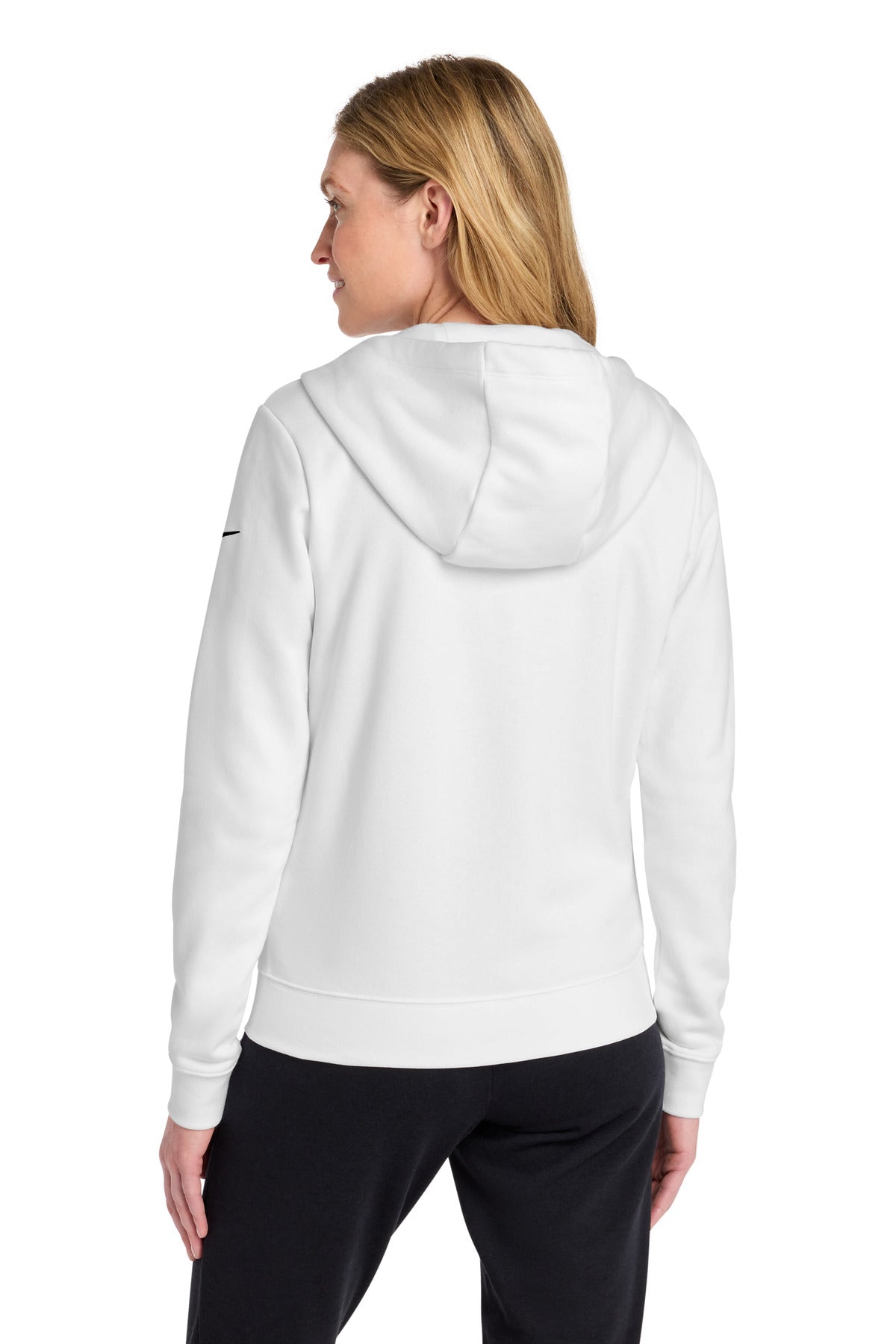 Nike Women's Club Fleece Sleeve Swoosh Full-Zip Hoodie - White - back