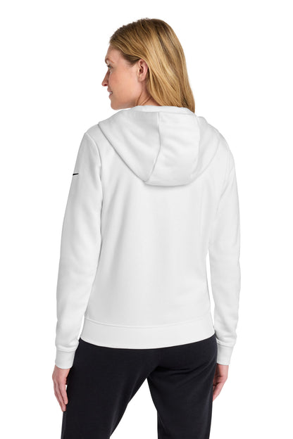 Nike Women's Club Fleece Sleeve Swoosh Full-Zip Hoodie - White - back