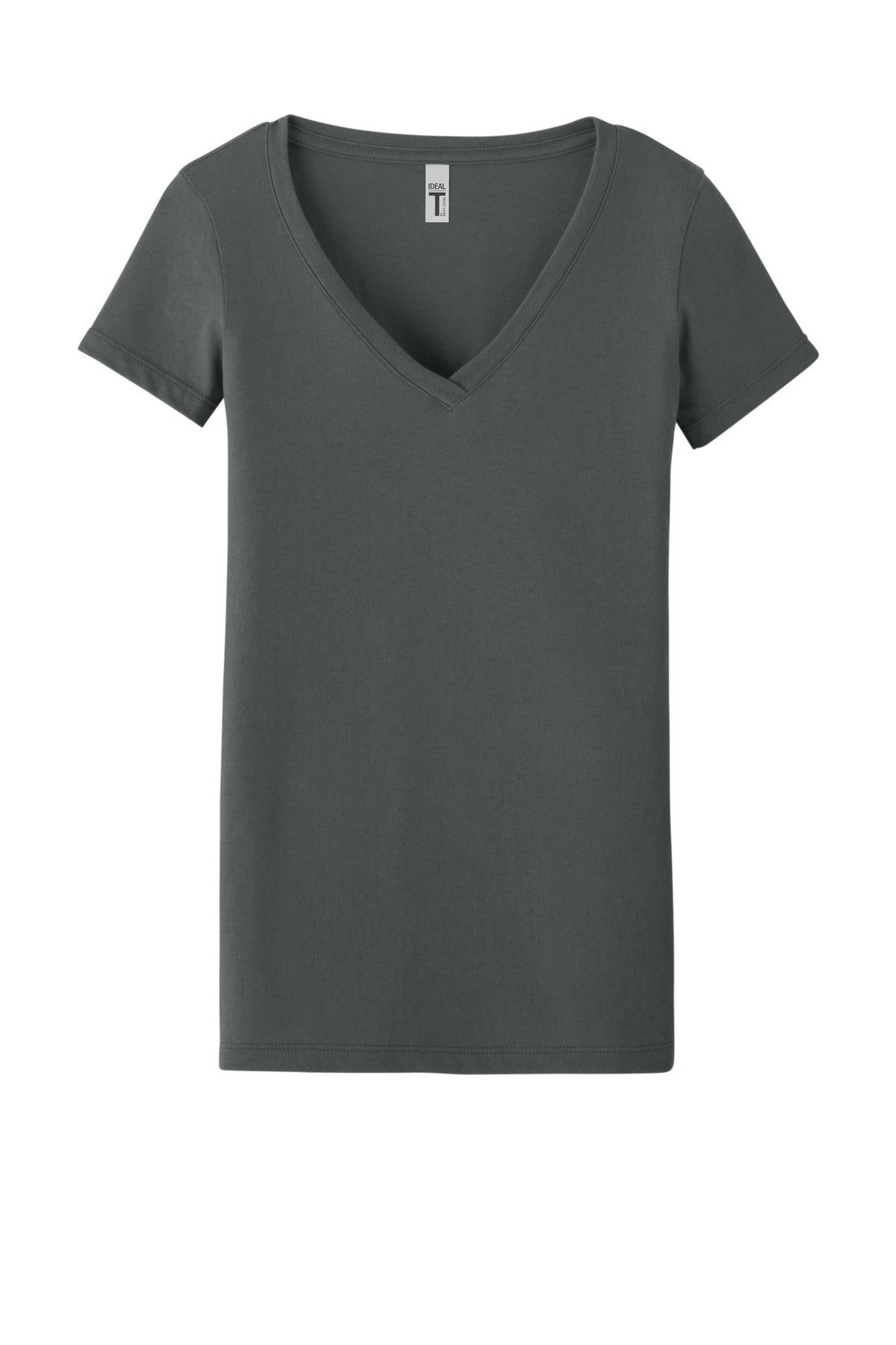 Next Level Apparel Women's Ideal V-Neck Tee - Dark Gray - flat front