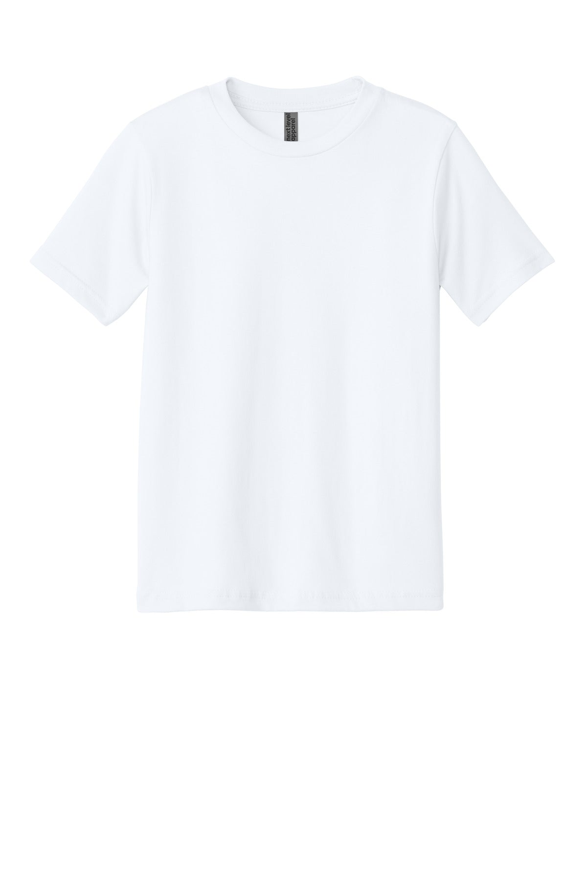 Next Level Apparel Youth Cotton Tee - White - flat front