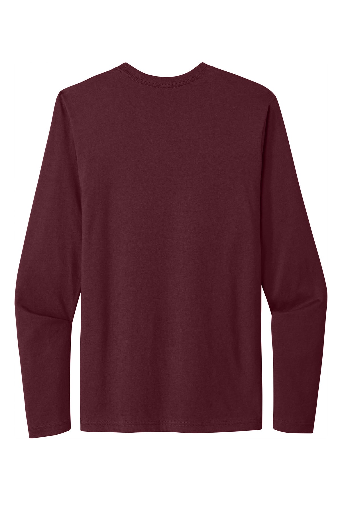Next Level Apparel Cotton Long Sleeve Tee - Maroon - flat back