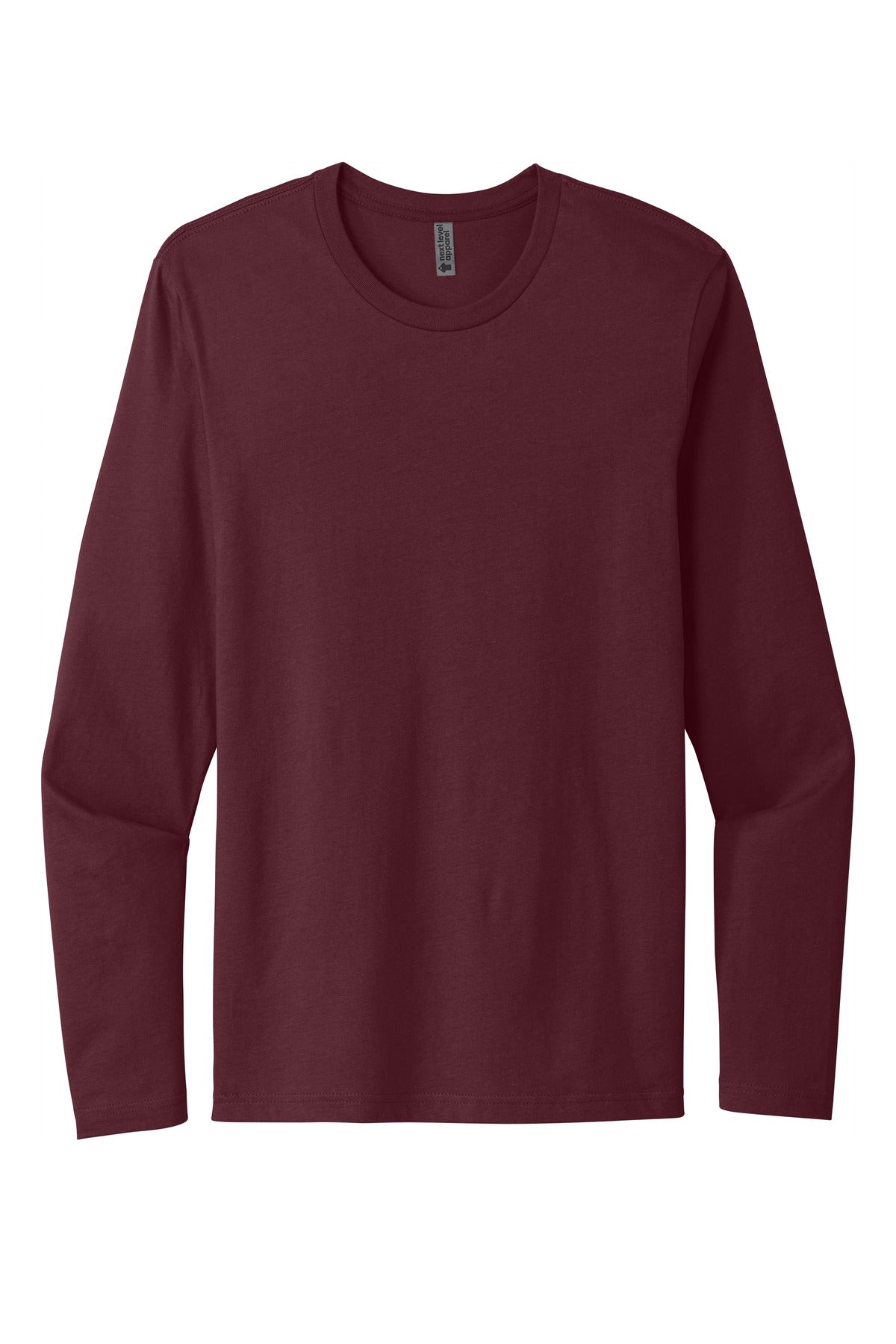 Next Level Apparel Cotton Long Sleeve Tee - Maroon - flat front