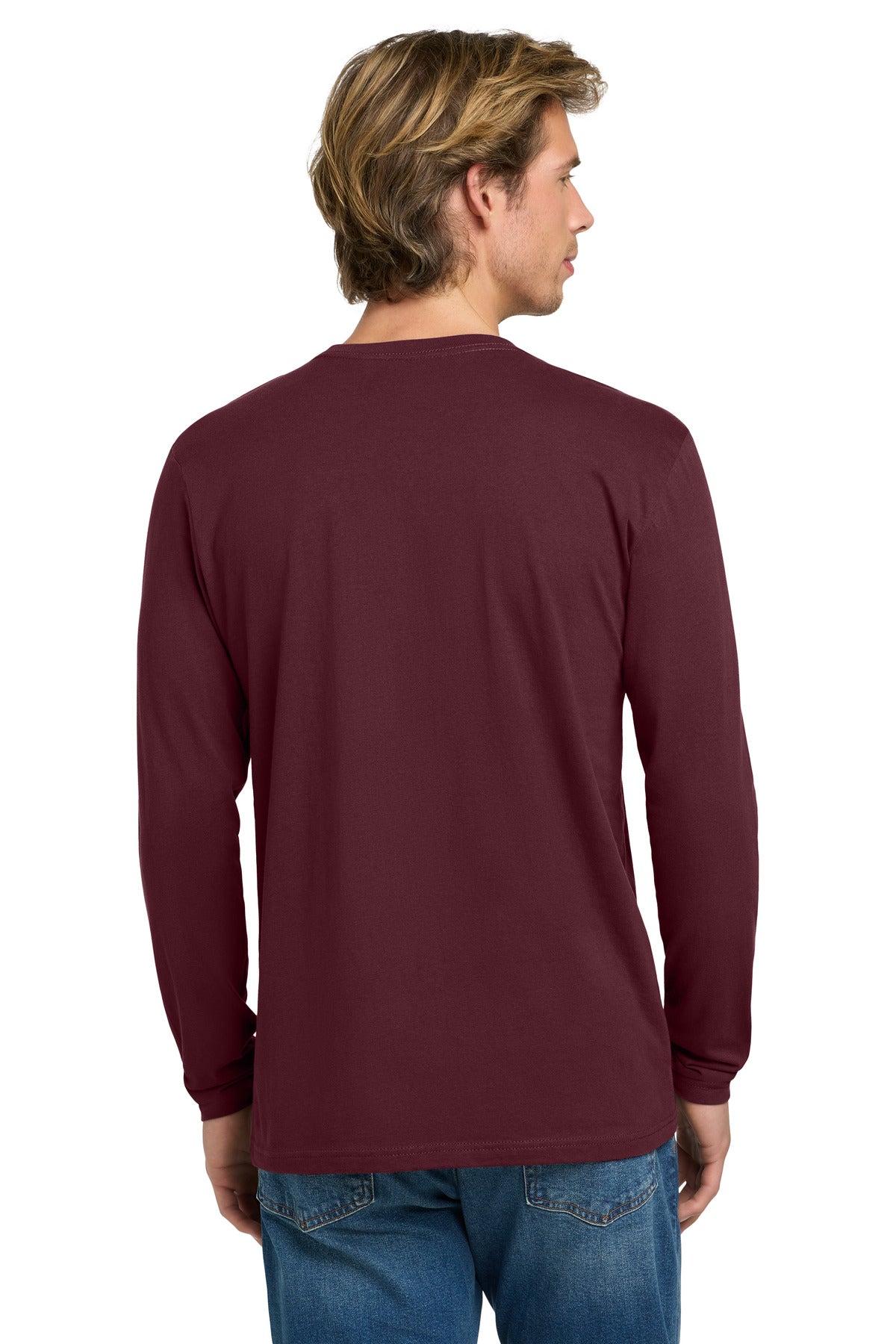 Next Level Apparel Cotton Long Sleeve Tee - Maroon - back