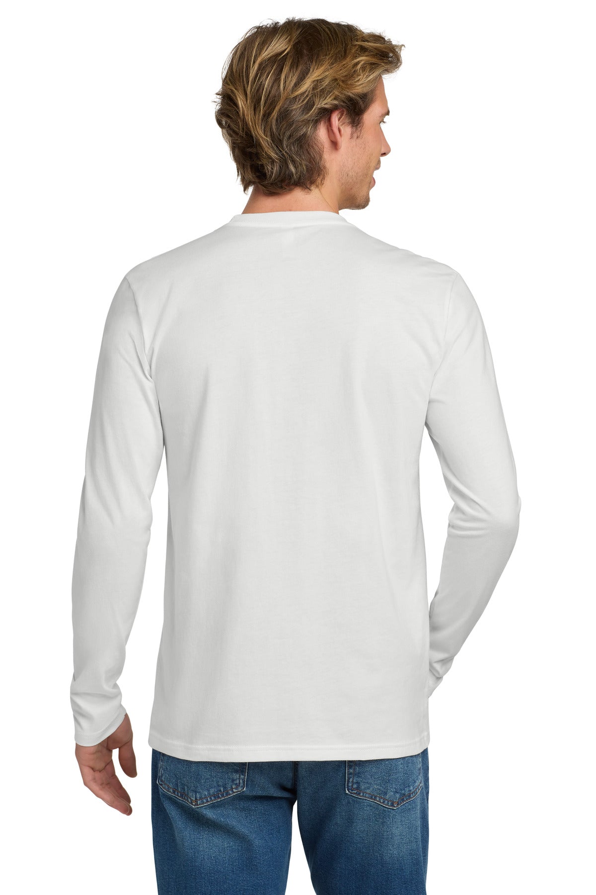 Next Level Apparel Cotton Long Sleeve Tee - White - back