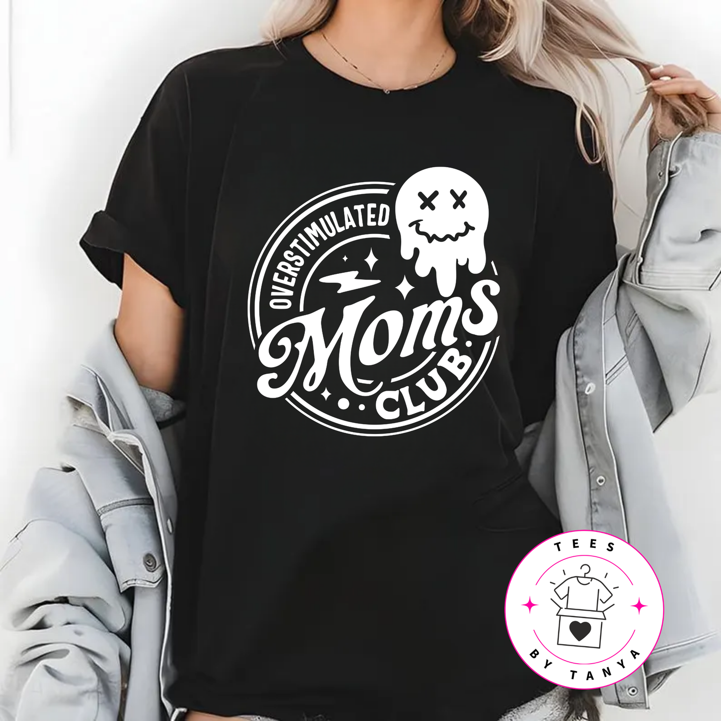Overstimulated Mom’s Club Ghost Emoji Shirt