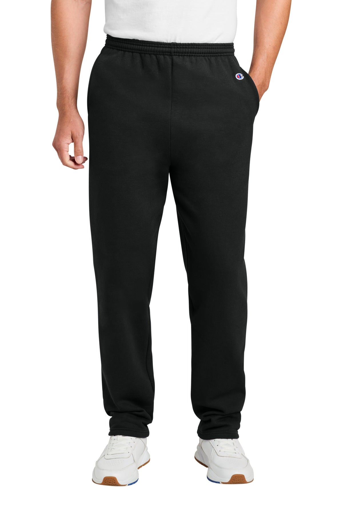 Champion Powerblend Open Bottom Sweatpant - Black - front