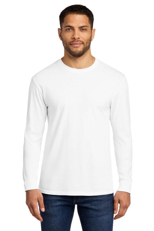 Port & Company Beach Wash Garment-Dyed Long Sleeve Tee - White - front