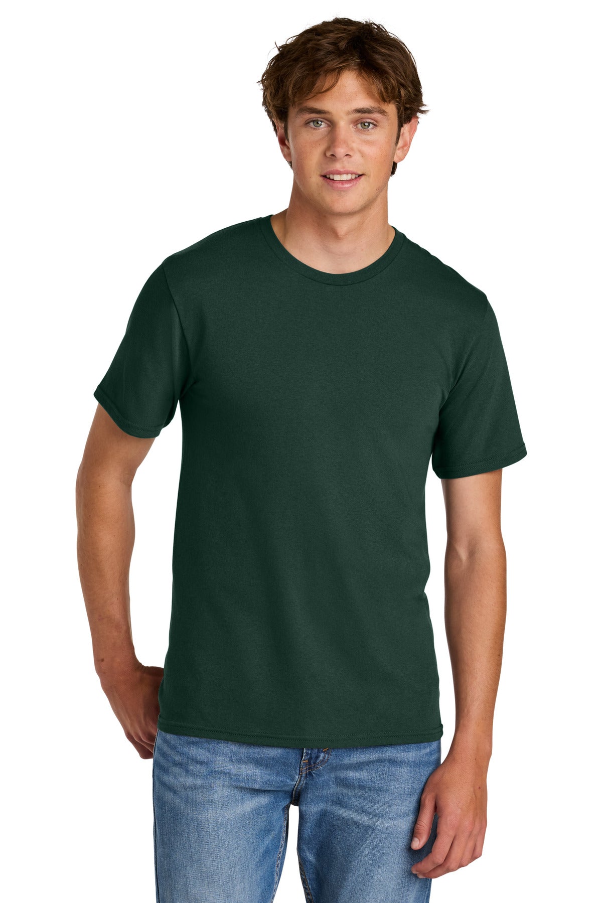 Port & Company Easy Cotton Tee - Dark Green - front