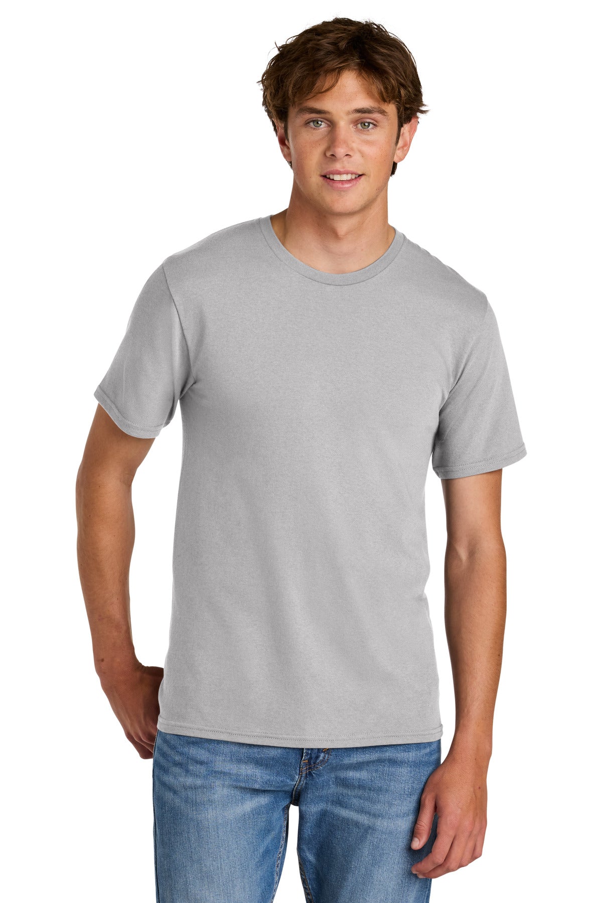 Port & Company Easy Cotton Tee - Silver - front