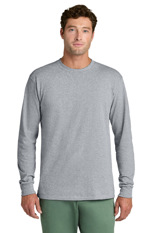 Port & Company Long Sleeve Core Cotton Tee - Athletic Heather - front