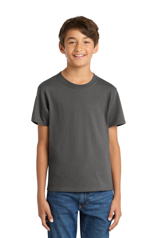 Port & Company Youth Core Cotton Tee - Charcoal - front
