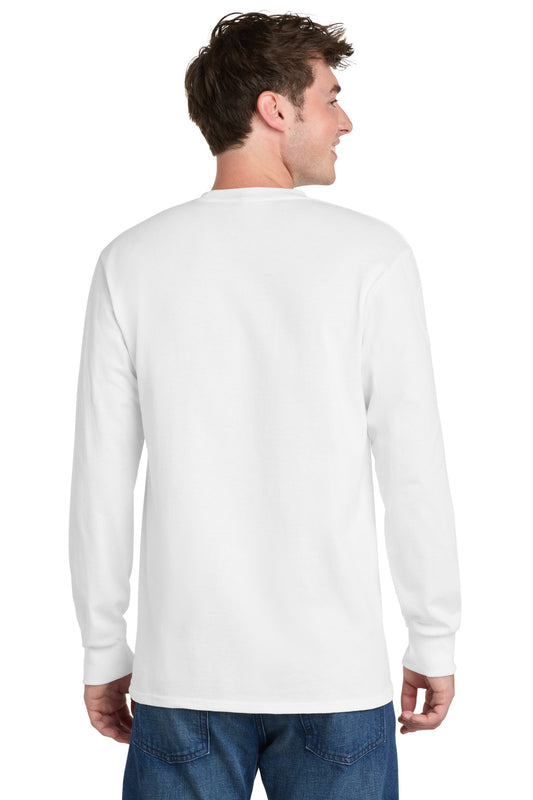 Port & Company Long Sleeve Essential Tee - White - back