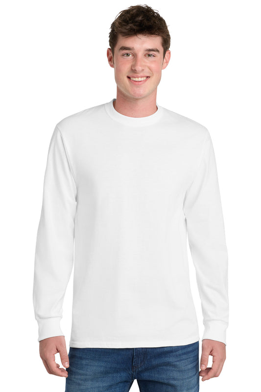 Port & Company Long Sleeve Essential Tee - White - front