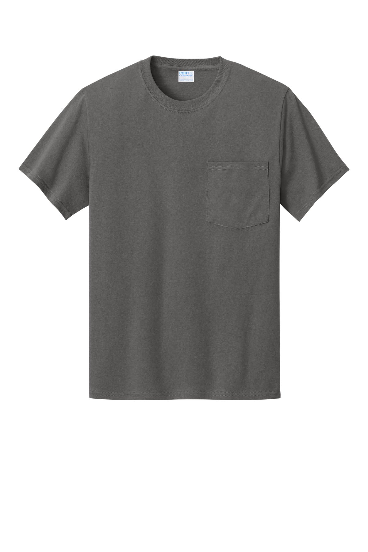 Port & Company Essential Pocket Tee - Charcoal - flat front