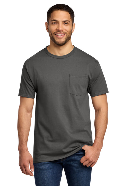 Port & Company Essential Pocket Tee - Charcoal - front