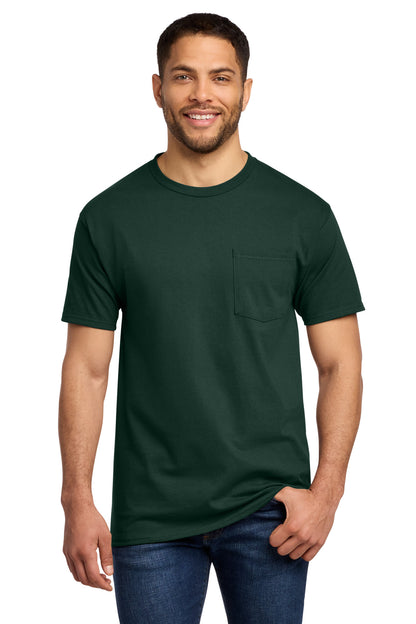 Port & Company Essential Pocket Tee - Dark Green - front