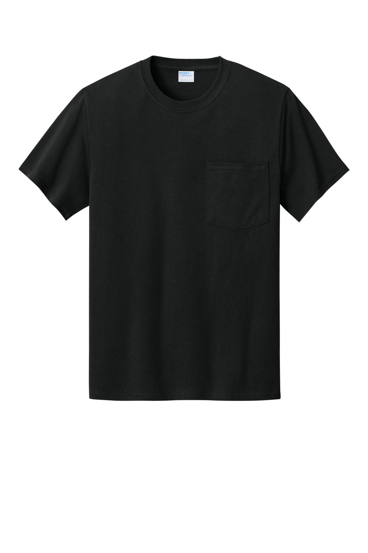 Port & Company Essential Pocket Tee - Jet Black - flat front