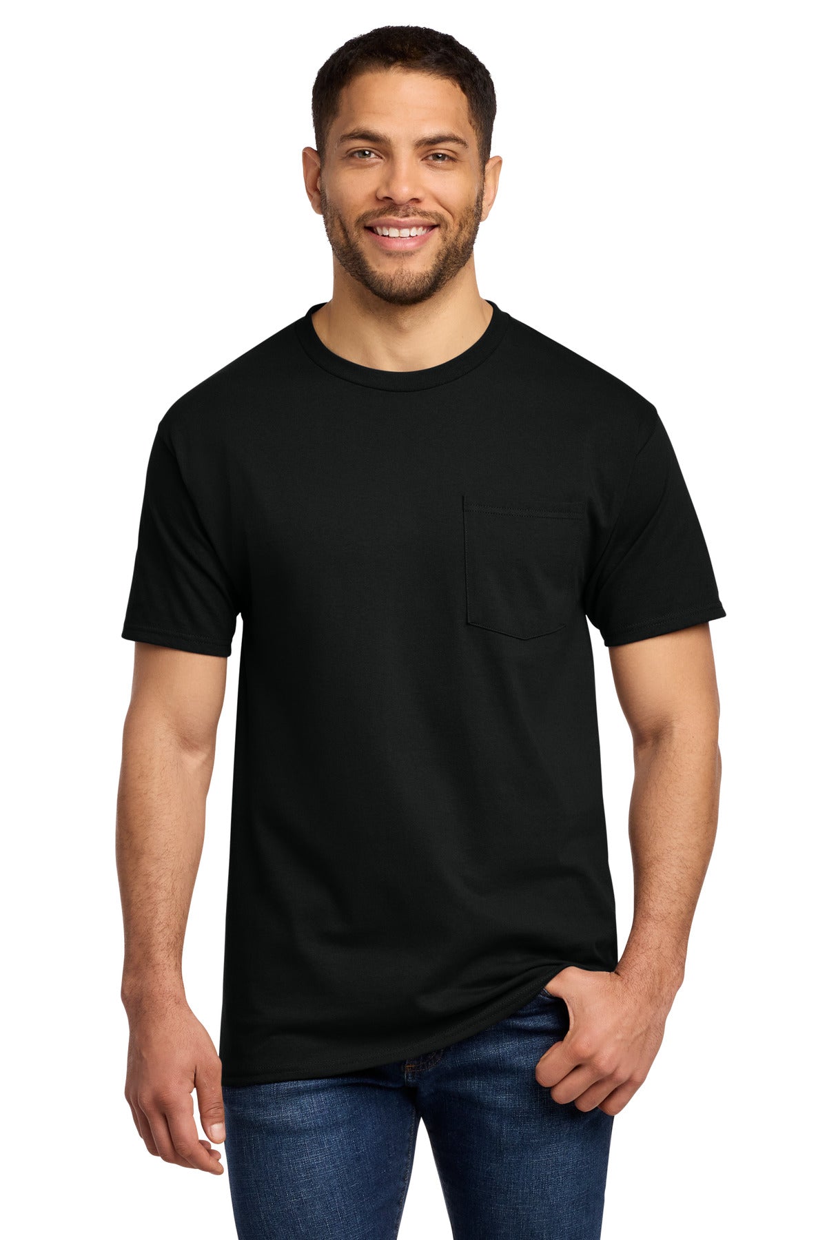 Port & Company Essential Pocket Tee - Jet Black - front