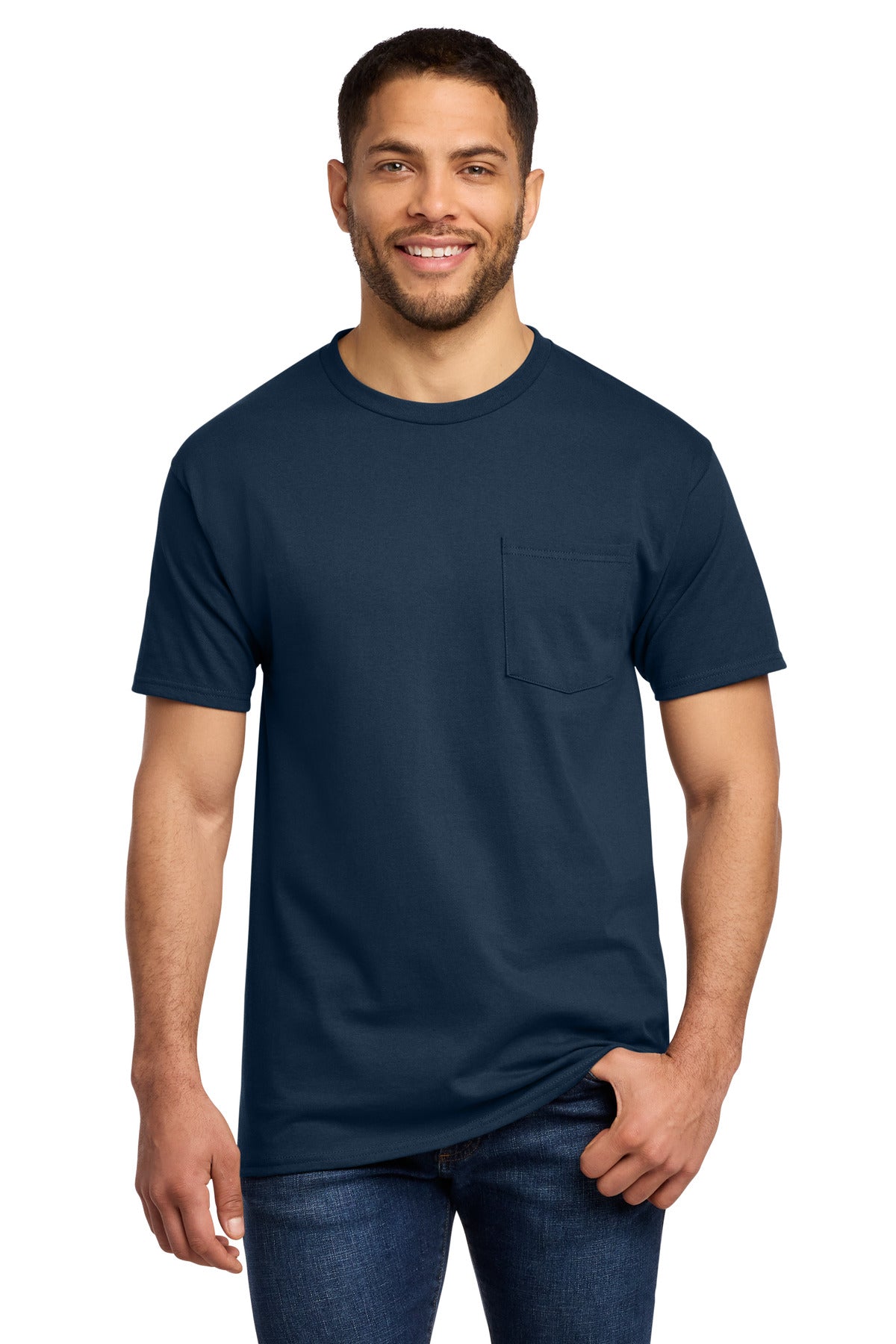 Port & Company Essential Pocket Tee - Navy - front