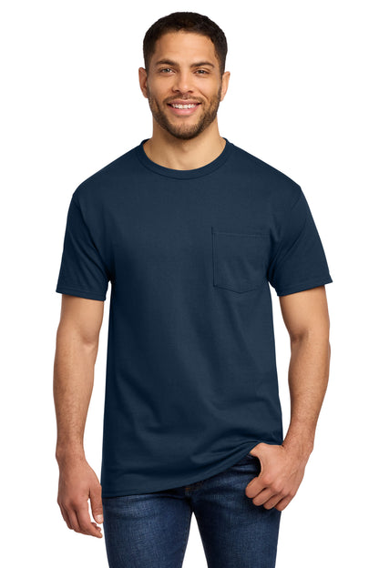 Port & Company Essential Pocket Tee - Navy - front