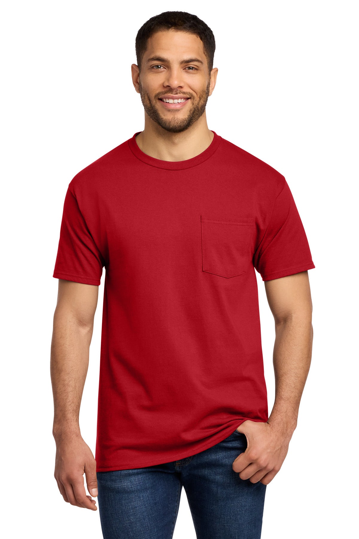 Port & Company Essential Pocket Tee - Red - front