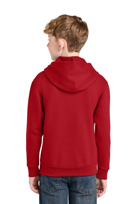 Port & Company Youth Easy Fleece Pullover Hooded Sweatshirt - Red - back
