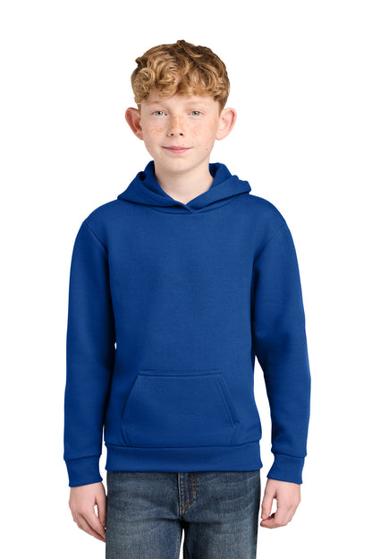 Port & Company Youth Easy Fleece Pullover Hooded Sweatshirt - True Royal - front