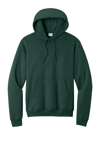 Port & Company Core Fleece Pullover Hooded Sweatshirt - Dark Green - flat front