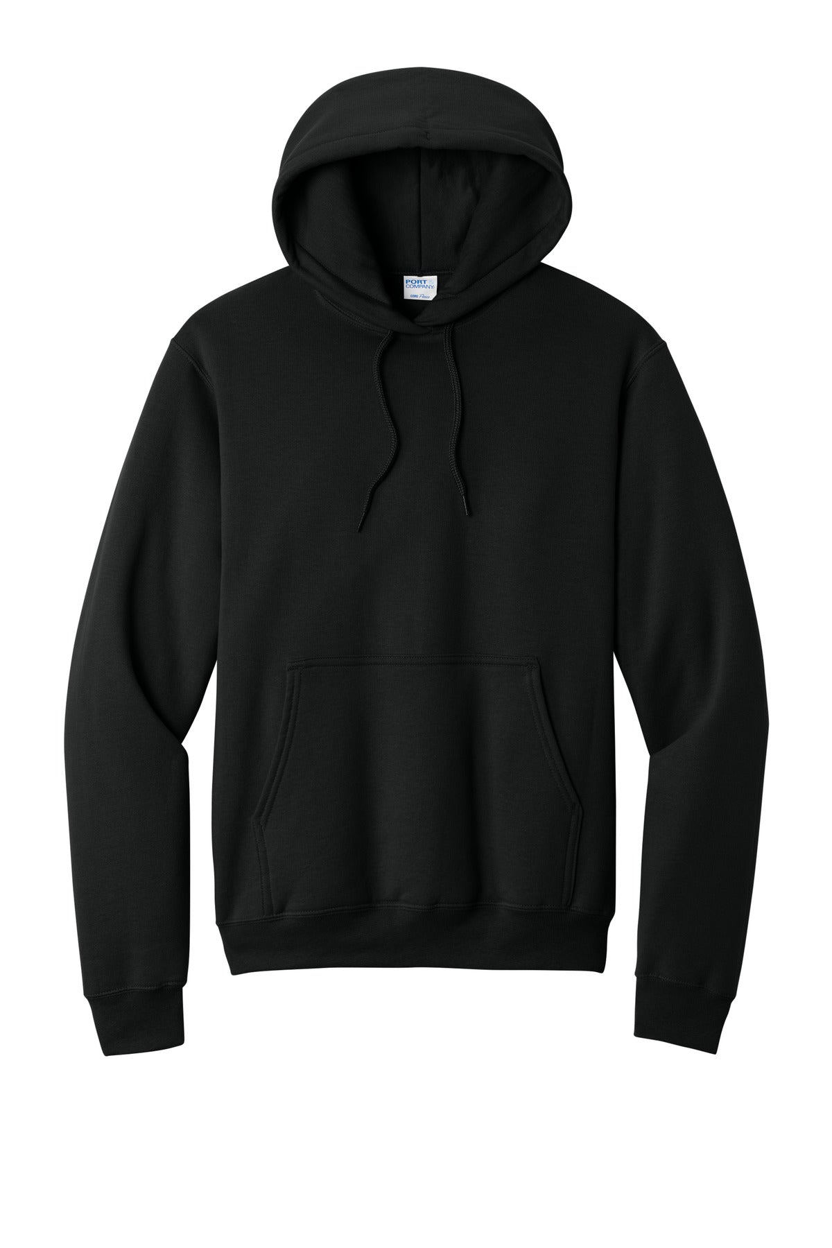 Port & Company Core Fleece Pullover Hooded Sweatshirt - Jet Black - flat front