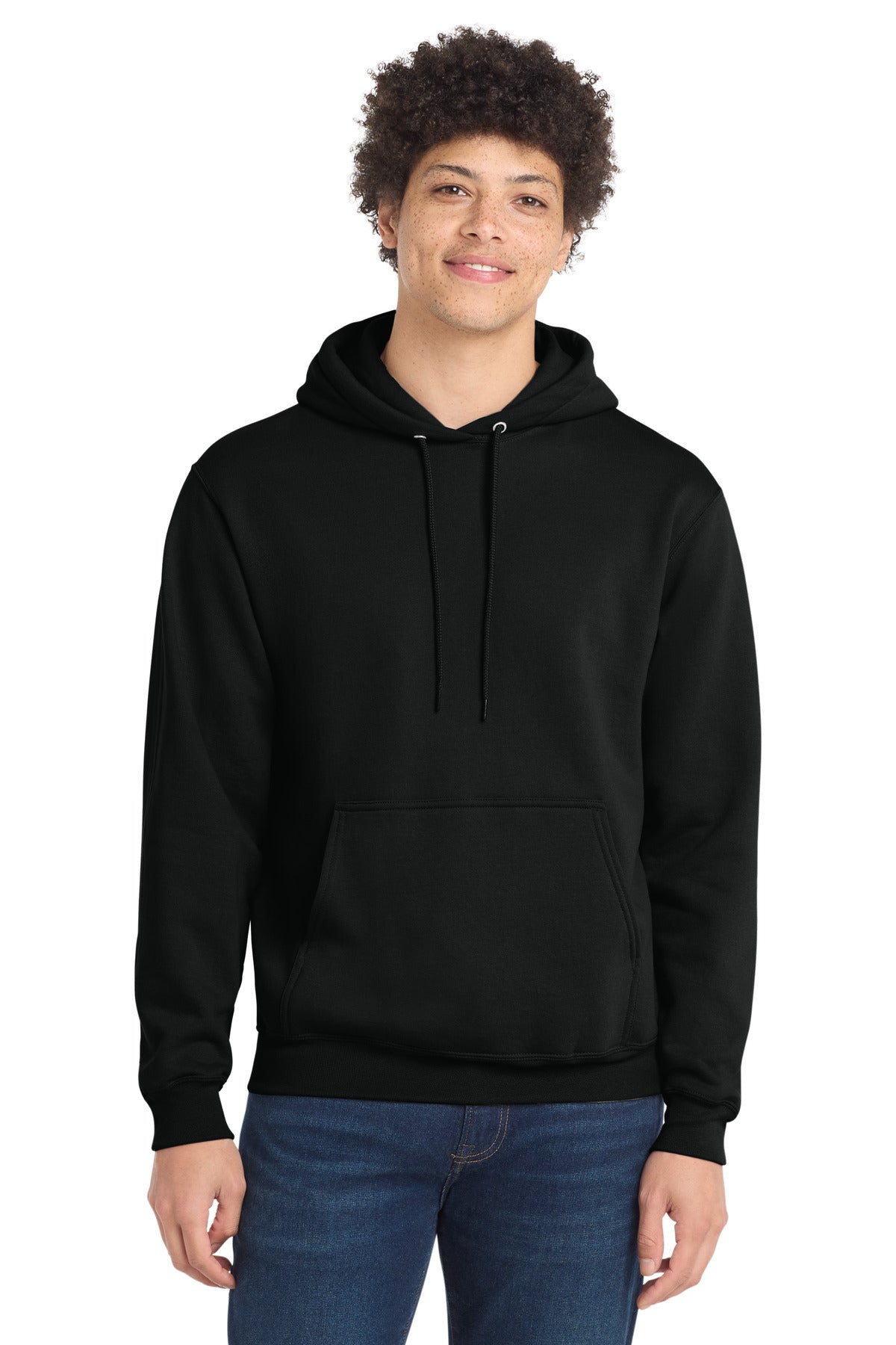 Port & Company Core Fleece Pullover Hooded Sweatshirt - Jet Black - front