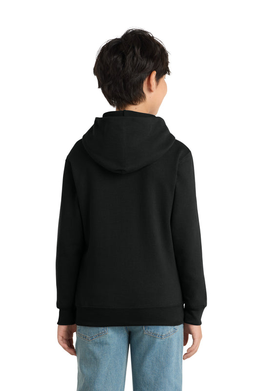 Port & Company Youth Core Fleece Pullover Hooded Sweatshirt - Jet Black - back