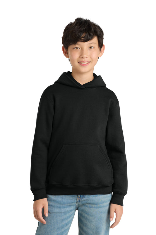 Port & Company Youth Core Fleece Pullover Hooded Sweatshirt - Jet Black - front