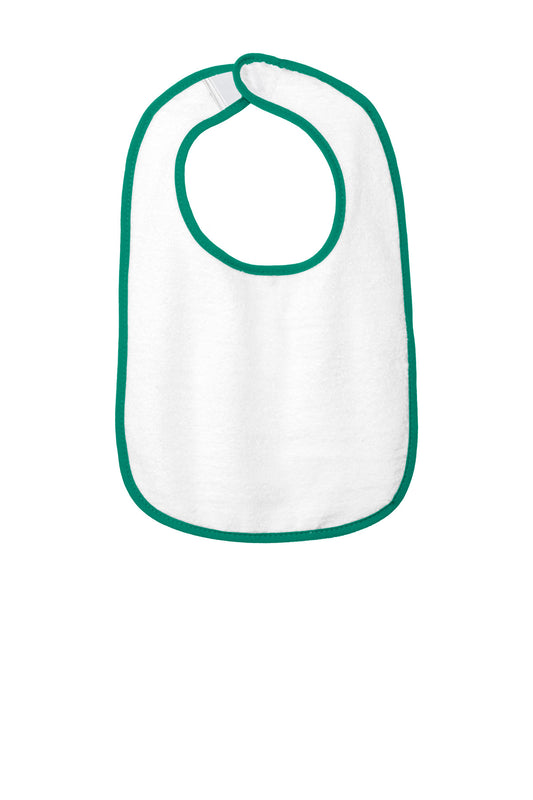 Rabbit Skins Infant Contrast Trim Terry Bib - Kelly - front