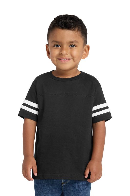 Rabbit Skins Toddler Football Fine Jersey Tee - Black/ White - front