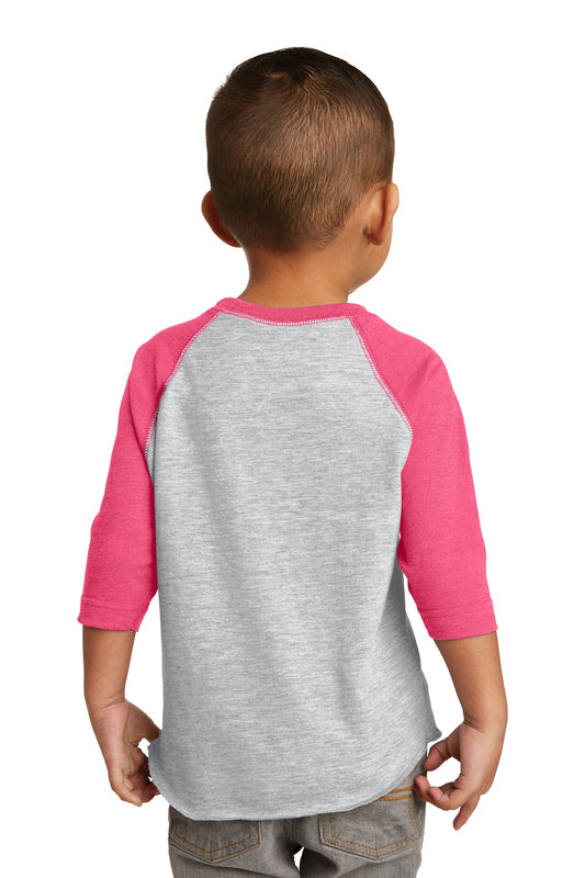 Rabbit Skins Toddler Baseball Fine Jersey Tee - Vintage Heather/ Vintage Hot Pink - back