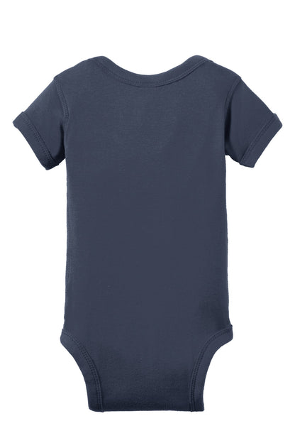 Rabbit Skins Infant Short Sleeve Baby Rib Bodysuit - Navy - flat back